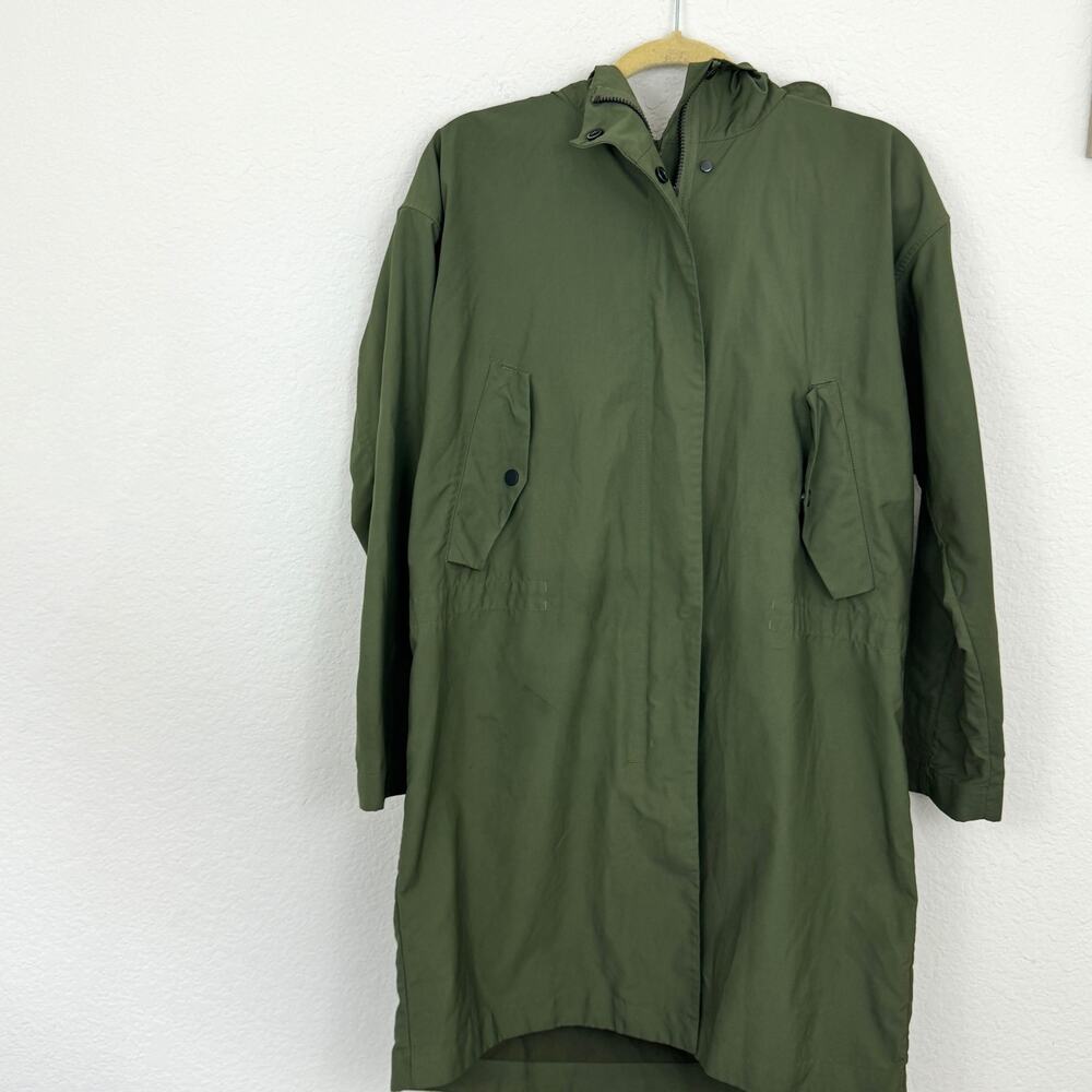Everlane Olive Green Hooded Long Parka Coat